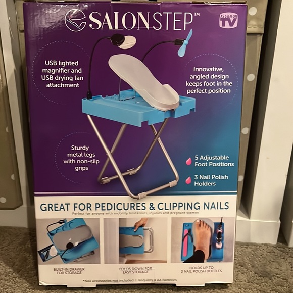 Salón Step Beauty Foot Rest w/ Drying Fan Light, Magnifier NIB - Picture 2 of 2